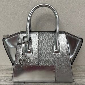 Michael Kors Avril Small Silver Satchel NWT